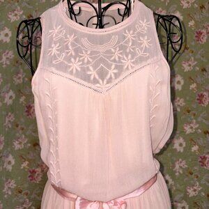 Zara Trafaluc Blush Pink Embroidered Dress | Tiered Romantic Dress | Cottagecore